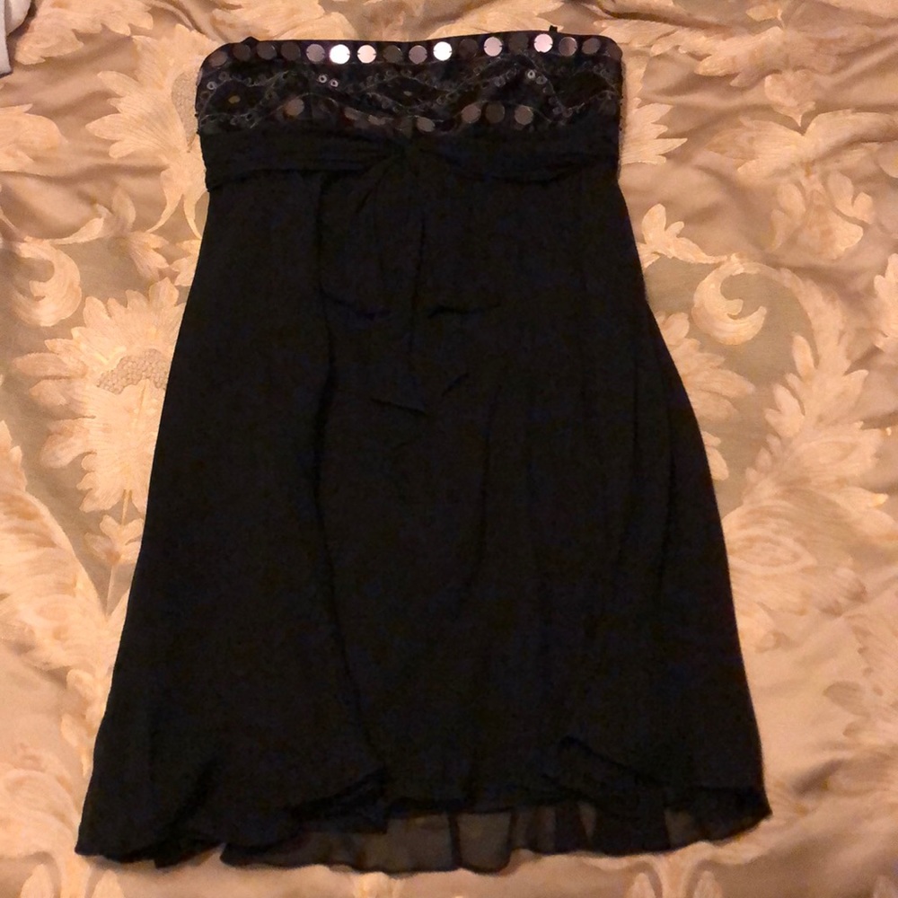 NWOT BCBG Max Azria Black Chiffon Beaded Dress 6P